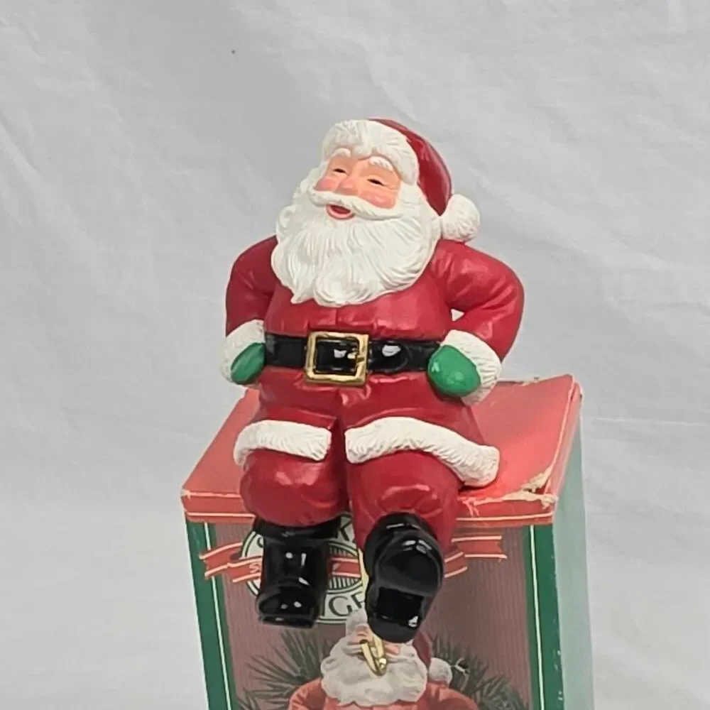 Santa Claus Stocking Hanger Figure w/ Box Holiday Decor